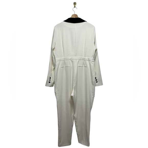 LAVISH ALICE White Cropped Blazer Jumpsuit With Black Lapel 14 - Picture 9 of 14